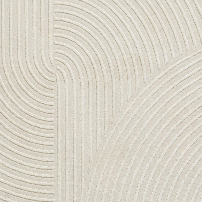 Washable Flores 1924 Modern Plain Geometric Spiral Soft-Touch Textured Carved Hi-Lo Eco-Recycled Polyester Cream/Ivory Rug-Think Rugs-Rug Love - The Most Loved Rug Store