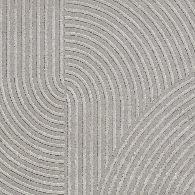 Washable Flores 1924 Modern Plain Geometric Spiral Soft-Touch Textured Carved Hi-Lo Eco-Recycled Polyester Grey/Light Grey Rug-Think Rugs-Rug Love - The Most Loved Rug Store