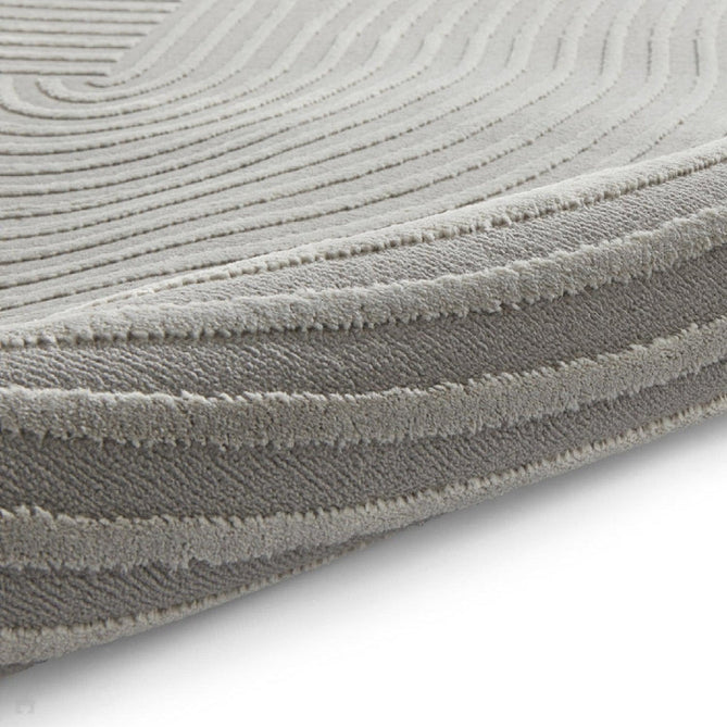 Washable Flores 1924 Modern Plain Geometric Spiral Soft-Touch Textured Carved Hi-Lo Eco-Recycled Polyester Grey/Light Grey Rug-Think Rugs-Rug Love - The Most Loved Rug Store