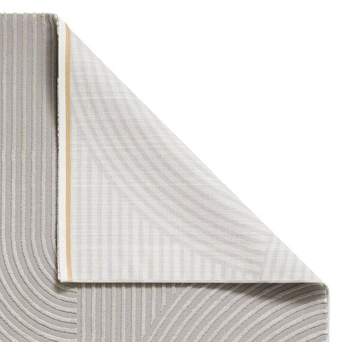 Washable Flores 1924 Modern Plain Geometric Spiral Soft-Touch Textured Carved Hi-Lo Eco-Recycled Polyester Grey/Light Grey Rug-Think Rugs-Rug Love - The Most Loved Rug Store