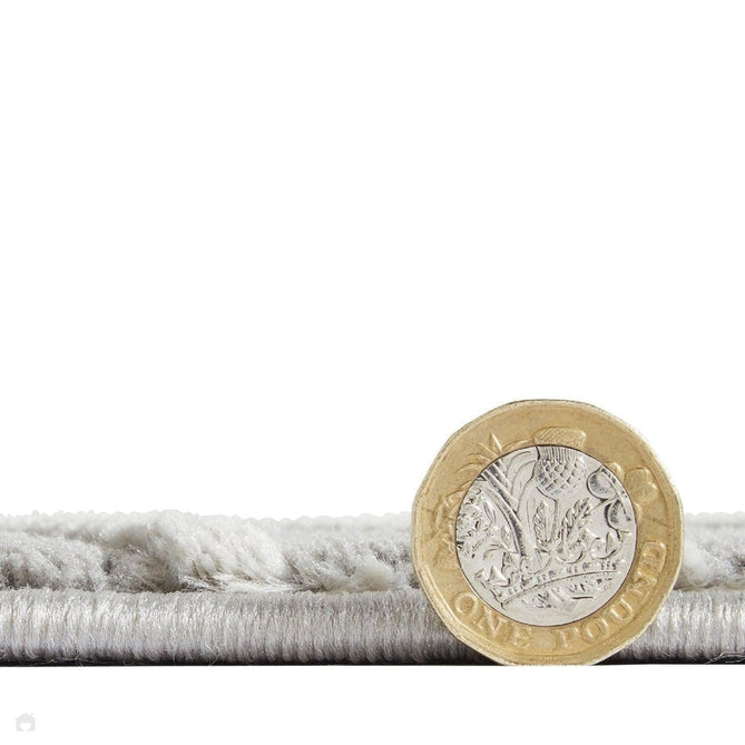 Washable Flores 1924 Modern Plain Geometric Spiral Soft-Touch Textured Carved Hi-Lo Eco-Recycled Polyester Grey/Light Grey Rug-Think Rugs-Rug Love - The Most Loved Rug Store