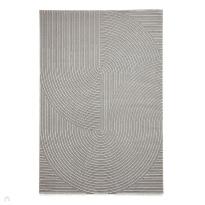 Washable Flores 1924 Modern Plain Geometric Spiral Soft-Touch Textured Carved Hi-Lo Eco-Recycled Polyester Grey/Light Grey Rug-Think Rugs-Rug Love - The Most Loved Rug Store