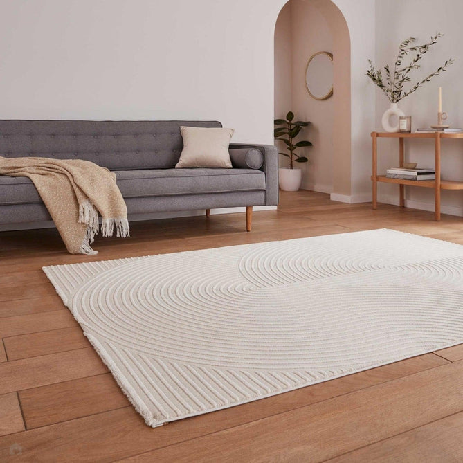 Washable Flores 1924 Modern Super-Soft Spiral Textured Eco-Friendly Recycled Polyester Pile Cream/Ivory Rug 160 x 230 cm-Shop Returns-Rug Love - The Most Loved Rug Store