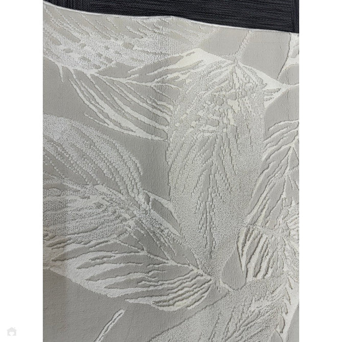 Washable Flores 1925 Modern Floral Leaf Verdant Soft-Touch Textured Carved Hi-Lo Eco-Recycled Polyester Cream/Ivory Rug-Think Rugs-Rug Love - The Most Loved Rug Store