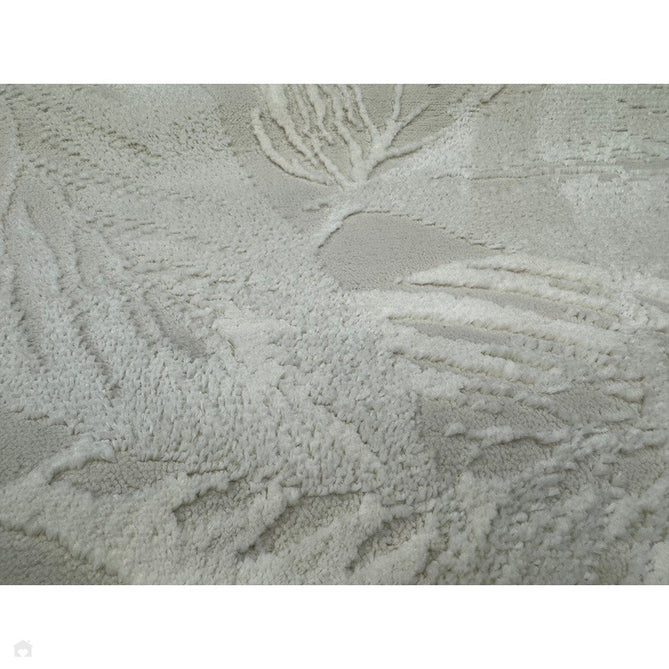 Washable Flores 1925 Modern Floral Leaf Verdant Soft-Touch Textured Carved Hi-Lo Eco-Recycled Polyester Cream/Ivory Rug-Think Rugs-Rug Love - The Most Loved Rug Store