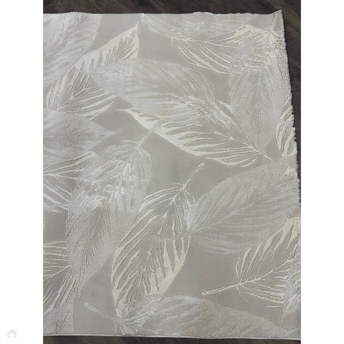 Washable Flores 1925 Modern Floral Leaf Verdant Soft-Touch Textured Carved Hi-Lo Eco-Recycled Polyester Cream/Ivory Rug-Think Rugs-Rug Love - The Most Loved Rug Store