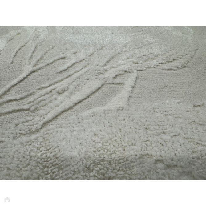 Washable Flores 1925 Modern Floral Leaf Verdant Soft-Touch Textured Carved Hi-Lo Eco-Recycled Polyester Cream/Ivory Rug-Think Rugs-Rug Love - The Most Loved Rug Store