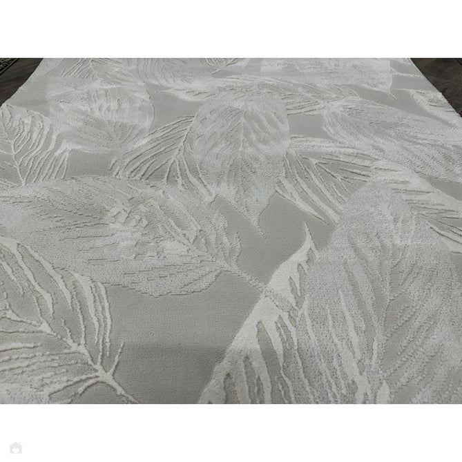 Washable Flores 1925 Modern Floral Leaf Verdant Soft-Touch Textured Carved Hi-Lo Eco-Recycled Polyester Cream/Ivory Rug-Think Rugs-Rug Love - The Most Loved Rug Store