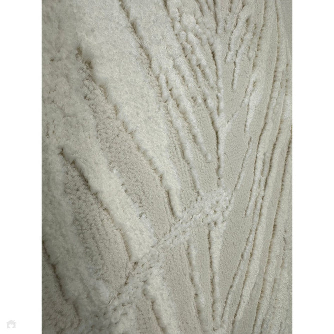 Washable Flores 1925 Modern Floral Leaf Verdant Soft-Touch Textured Carved Hi-Lo Eco-Recycled Polyester Cream/Ivory Rug-Think Rugs-Rug Love - The Most Loved Rug Store