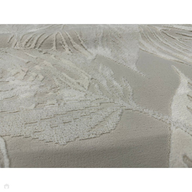 Washable Flores 1925 Modern Floral Leaf Verdant Soft-Touch Textured Carved Hi-Lo Eco-Recycled Polyester Cream/Ivory Rug-Think Rugs-Rug Love - The Most Loved Rug Store