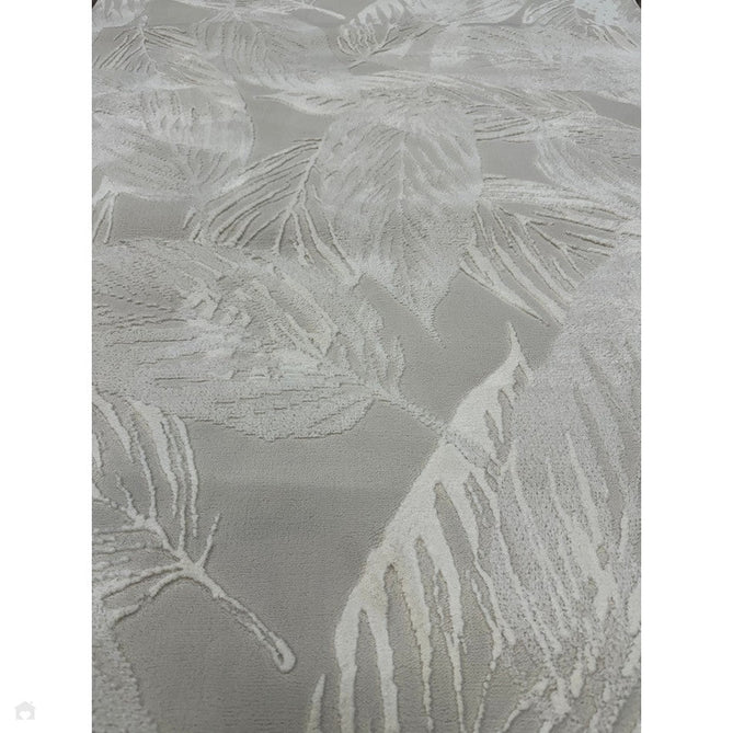 Washable Flores 1925 Modern Floral Leaf Verdant Soft-Touch Textured Carved Hi-Lo Eco-Recycled Polyester Cream/Ivory Rug-Think Rugs-Rug Love - The Most Loved Rug Store