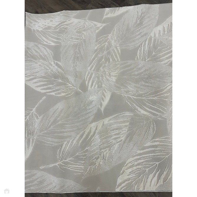 Washable Flores 1925 Modern Floral Leaf Verdant Soft-Touch Textured Carved Hi-Lo Eco-Recycled Polyester Cream/Ivory Rug-Think Rugs-Rug Love - The Most Loved Rug Store