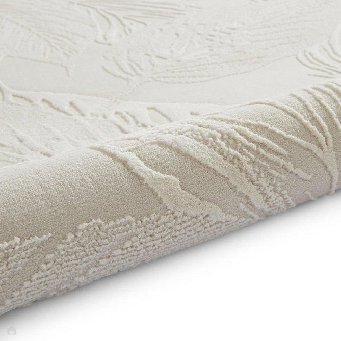 Washable Flores 1925 Modern Floral Leaf Verdant Soft-Touch Textured Carved Hi-Lo Eco-Recycled Polyester Cream/Ivory Rug-Think Rugs-Rug Love - The Most Loved Rug Store