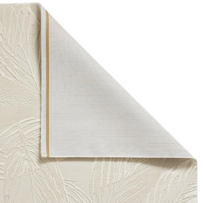 Washable Flores 1925 Modern Floral Leaf Verdant Soft-Touch Textured Carved Hi-Lo Eco-Recycled Polyester Cream/Ivory Rug-Think Rugs-Rug Love - The Most Loved Rug Store