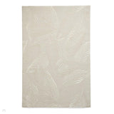 Washable Flores 1925 Modern Floral Leaf Verdant Soft-Touch Textured Carved Hi-Lo Eco-Recycled Polyester Cream/Ivory Rug