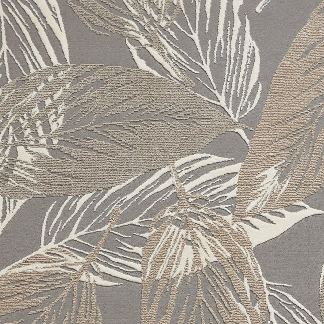 Washable Flores 1925 Modern Floral Leaf Verdant Soft-Touch Textured Carved Hi-Lo Eco-Recycled Polyester Grey/Cream/Beige Rug-Think Rugs-Rug Love - The Most Loved Rug Store