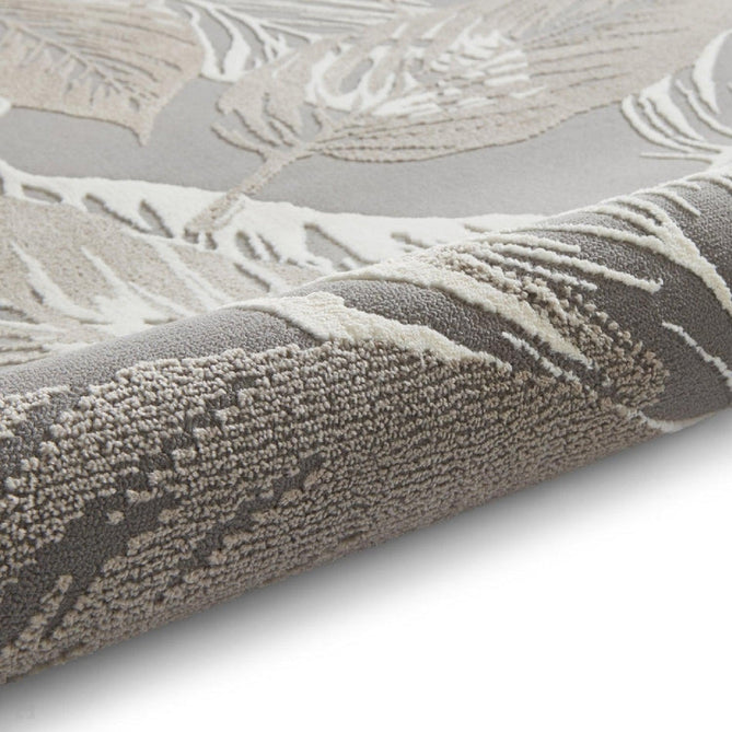 Washable Flores 1925 Modern Floral Leaf Verdant Soft-Touch Textured Carved Hi-Lo Eco-Recycled Polyester Grey/Cream/Beige Rug-Think Rugs-Rug Love - The Most Loved Rug Store
