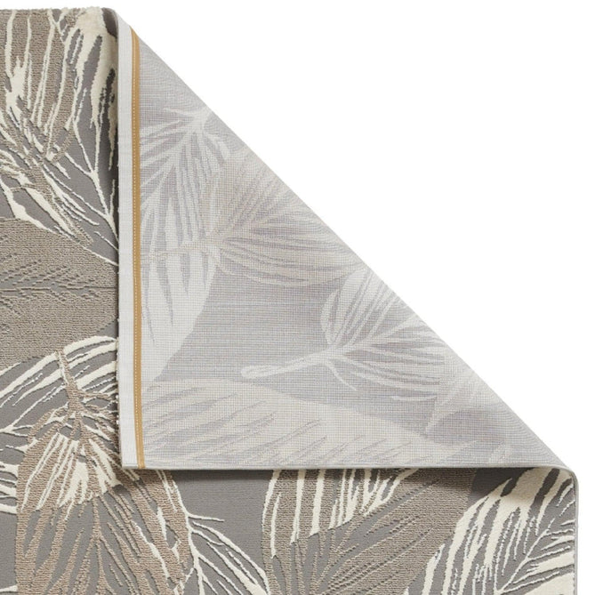 Washable Flores 1925 Modern Floral Leaf Verdant Soft-Touch Textured Carved Hi-Lo Eco-Recycled Polyester Grey/Cream/Beige Rug-Think Rugs-Rug Love - The Most Loved Rug Store