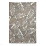 Washable Flores 1925 Modern Super-Soft Floral Leaves Verdant Textured Eco-Friendly Recycled Polyester Pile Grey/Cream/Beige Rug