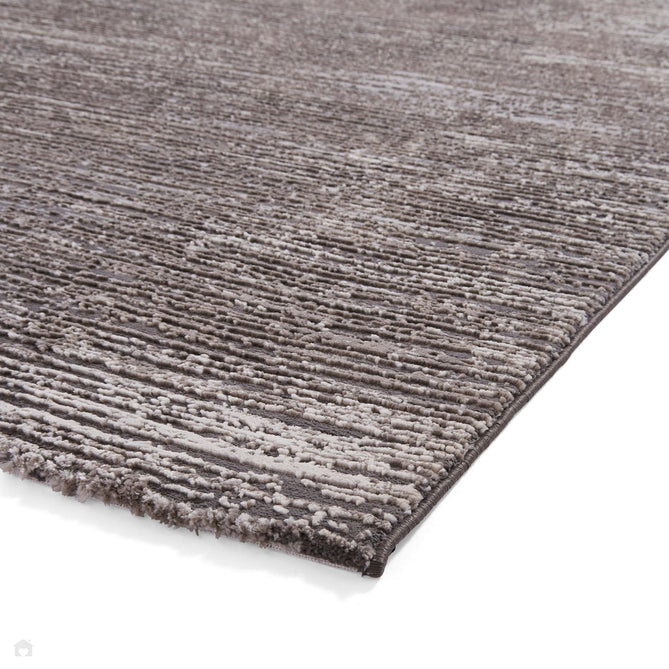 Washable Flores 1930 Modern Plain Tonal Lines Soft-Touch Textured Carved Hi-Lo Eco-Recycled Polyester Charcoal/Cream Rug-Think Rugs-Rug Love - The Most Loved Rug Store