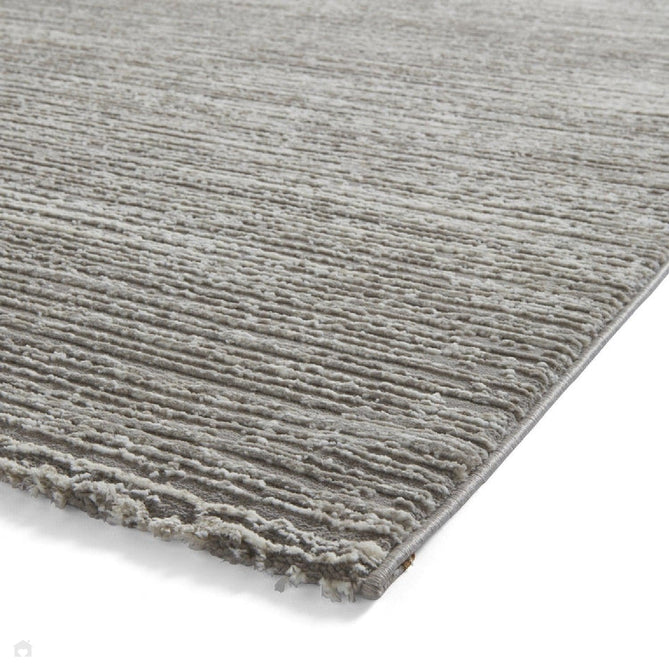 Washable Flores 1930 Modern Super Soft Plain Subtle Lines Textured Eco-Friendly Recycled Polyester Pile Grey/Cream Rug-Think Rugs-Rug Love - The Most Loved Rug Store
