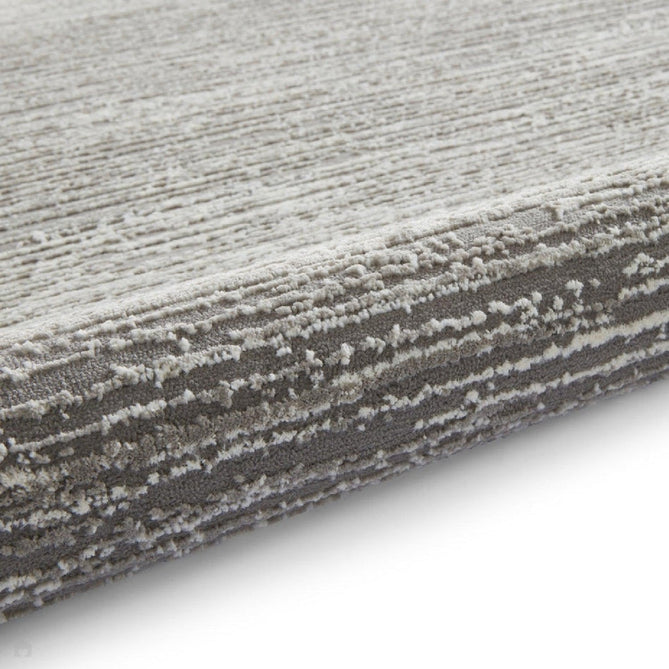 Washable Flores 1930 Modern Super Soft Plain Subtle Lines Textured Eco-Friendly Recycled Polyester Pile Grey/Cream Rug-Think Rugs-Rug Love - The Most Loved Rug Store