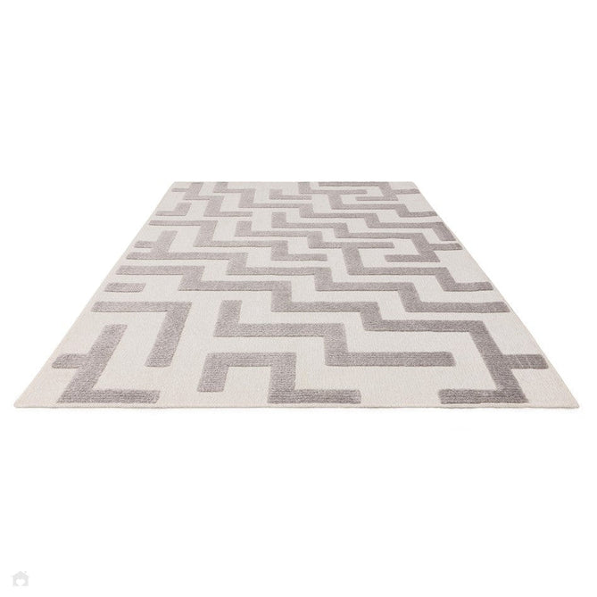 Washable Freja Cove Modern Abstract Soft-Touch Hi-Low Ribbed Textured Flatweave Grey/Off White Rug-Asiatic Carpets-Rug Love - The Most Loved Rug Store