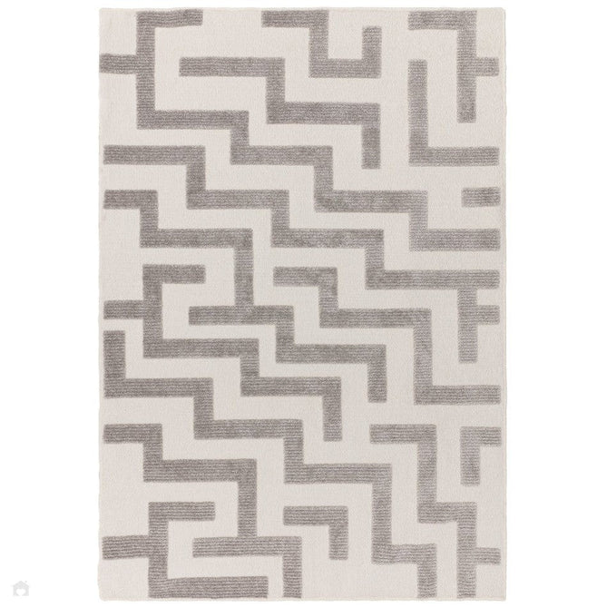 Washable Freja Cove Modern Abstract Soft-Touch Hi-Low Ribbed Textured Flatweave Grey/Off White Rug-Asiatic Carpets-Rug Love - The Most Loved Rug Store