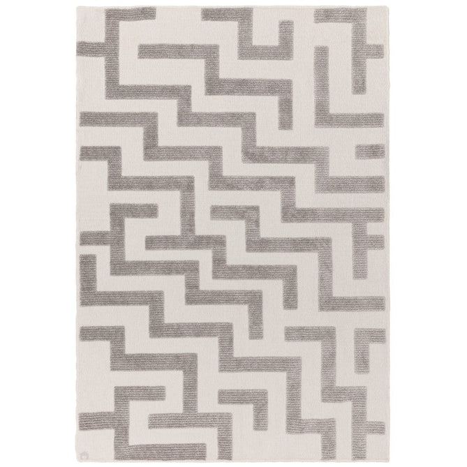Washable Freja Cove Modern Abstract Soft-Touch Hi-Low Ribbed Textured Flatweave Grey/Off White Rug-Asiatic Carpets-Rug Love - The Most Loved Rug Store