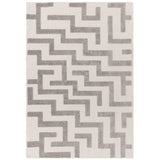 Washable Freja Cove Modern Abstract Soft-Touch Hi-Low Ribbed Textured Flatweave Grey/Off White Rug