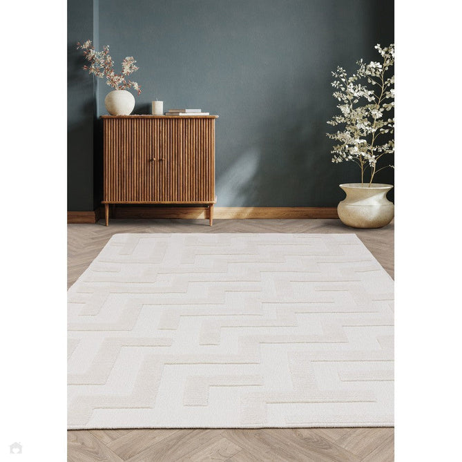 Washable Freja Cove Modern Abstract Soft-Touch Hi-Low Ribbed Textured Flatweave Ivory Rug-Asiatic Carpets-Rug Love - The Most Loved Rug Store