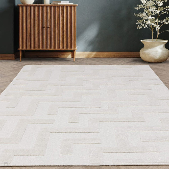 Washable Freja Cove Modern Abstract Soft-Touch Hi-Low Ribbed Textured Flatweave Ivory Rug-Asiatic Carpets-Rug Love - The Most Loved Rug Store