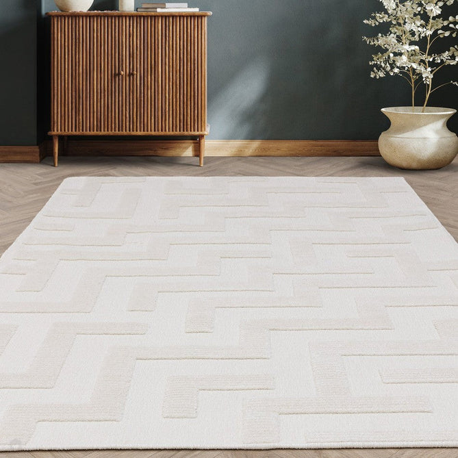 Washable Freja Cove Modern Abstract Soft-Touch Hi-Low Ribbed Textured Flatweave Ivory Rug-Asiatic Carpets-Rug Love - The Most Loved Rug Store