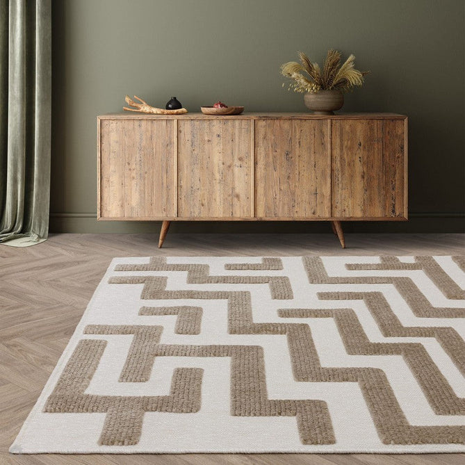 Washable Freja Cove Modern Abstract Soft-Touch Hi-Low Ribbed Textured Flatweave Sand/Natural Cream Rug-Asiatic Carpets-Rug Love - The Most Loved Rug Store