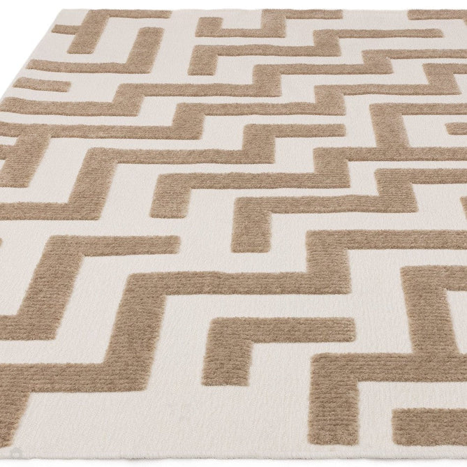 Washable Freja Cove Modern Abstract Soft-Touch Hi-Low Ribbed Textured Flatweave Sand/Natural Cream Rug-Asiatic Carpets-Rug Love - The Most Loved Rug Store