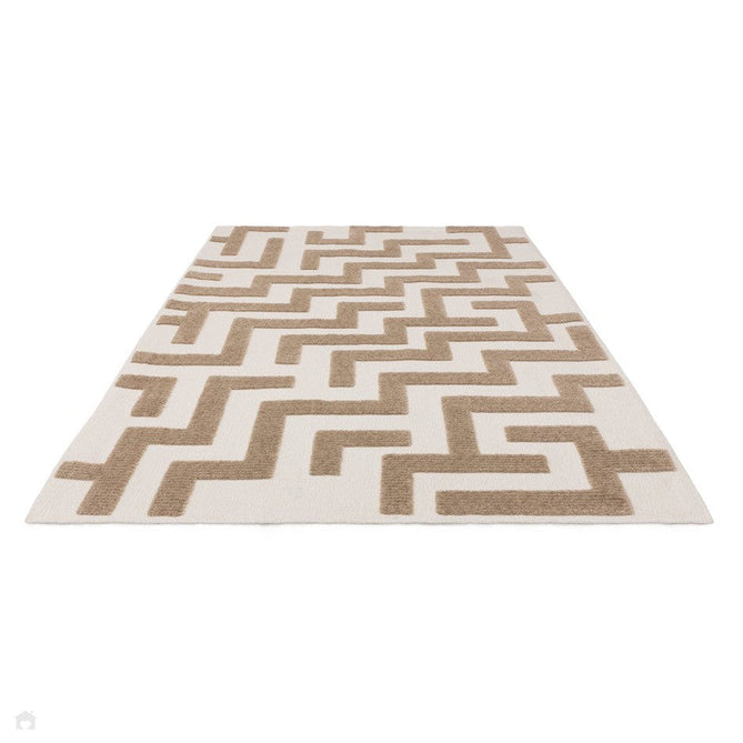 Washable Freja Cove Modern Abstract Soft-Touch Hi-Low Ribbed Textured Flatweave Sand/Natural Cream Rug-Asiatic Carpets-Rug Love - The Most Loved Rug Store
