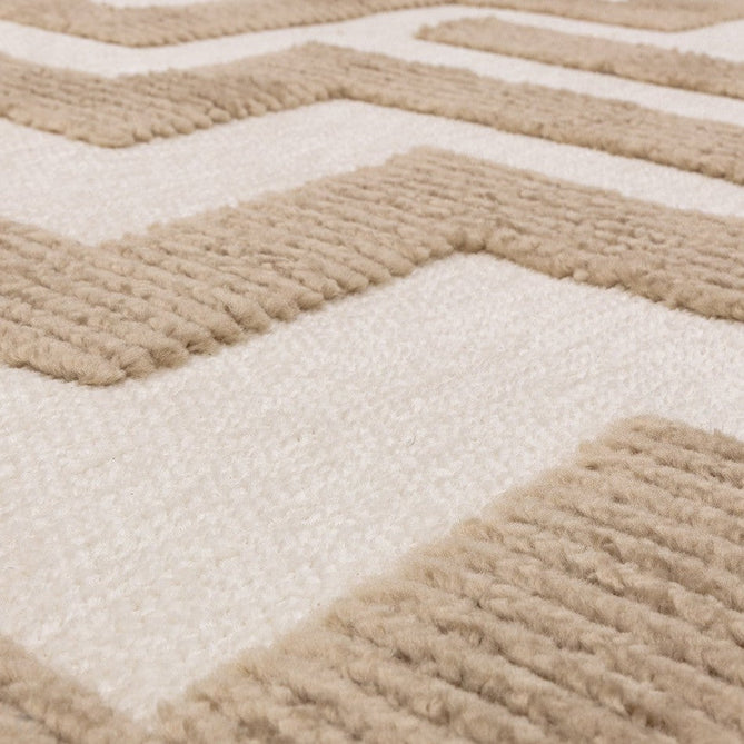 Washable Freja Cove Modern Abstract Soft-Touch Hi-Low Ribbed Textured Flatweave Sand/Natural Cream Rug-Asiatic Carpets-Rug Love - The Most Loved Rug Store