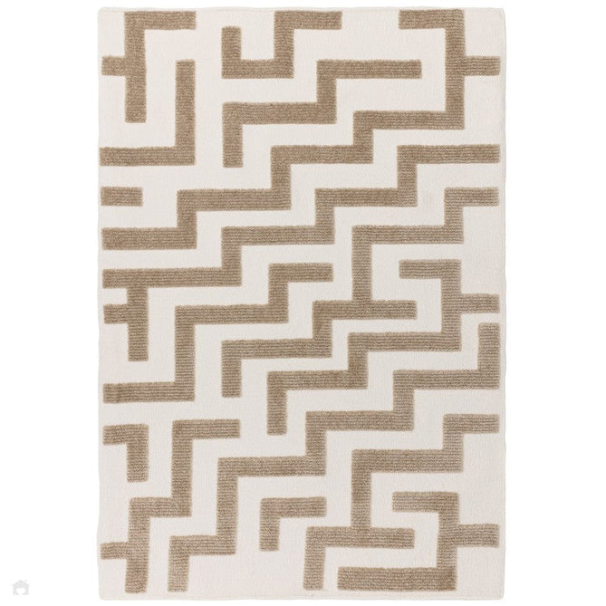 Washable Freja Cove Modern Abstract Soft-Touch Hi-Low Ribbed Textured Flatweave Sand/Natural Cream Rug-Asiatic Carpets-Rug Love - The Most Loved Rug Store
