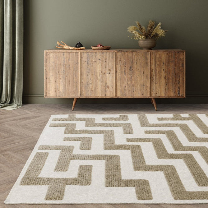 Washable Freja Cove Modern Abstract Soft-Touch Hi-Low Ribbed Textured Flatweave Sand/Natural Cream Rug-Asiatic Carpets-Rug Love - The Most Loved Rug Store