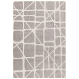 Washable Freja Method Modern Abstract Soft-Touch Hi-Low Ribbed Textured Flatweave Grey Rug