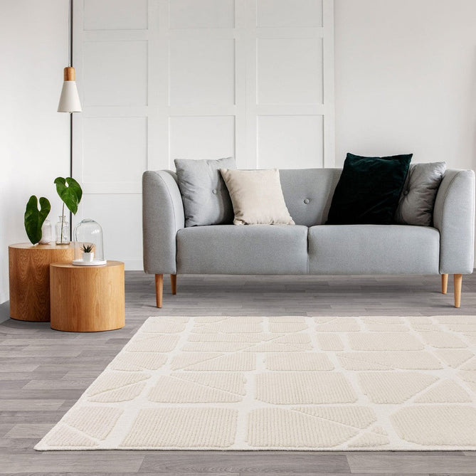 Washable Freja Method Modern Abstract Soft-Touch Hi-Low Ribbed Textured Flatweave Ivory Rug-Asiatic Carpets-Rug Love - The Most Loved Rug Store