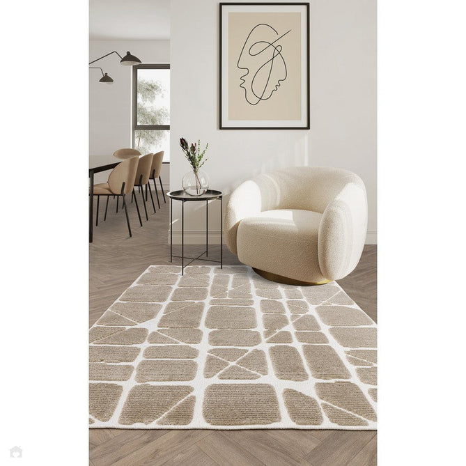 Washable Freja Method Modern Abstract Soft-Touch Hi-Low Ribbed Textured Flatweave Sand/Natural Rug-Asiatic Carpets-Rug Love - The Most Loved Rug Store