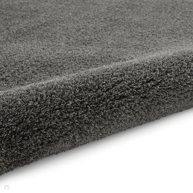 Washable Kara Modern Plain Tonal Shimmer Soft-Touch Textured Eco-Recycled Polyester Sleek Low Profile Shaggy Pile Charcoal Rug-Think Rugs-Rug Love - The Most Loved Rug Store