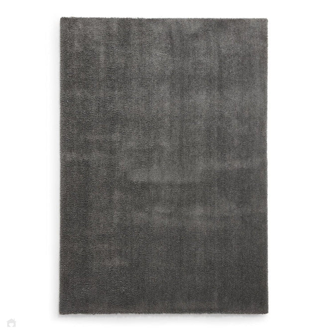 Washable Kara Modern Plain Tonal Shimmer Soft-Touch Textured Eco-Recycled Polyester Sleek Low Profile Shaggy Pile Charcoal Rug-Think Rugs-Rug Love - The Most Loved Rug Store