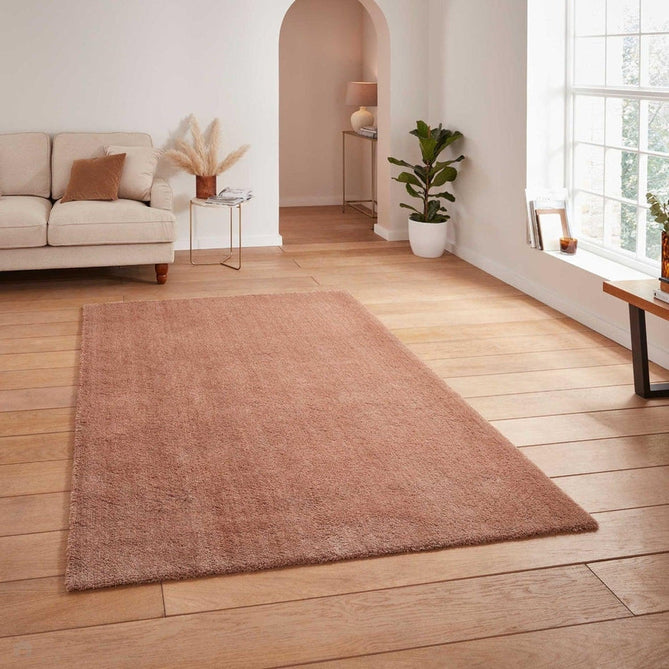Washable Kara Modern Plain Tonal Shimmer Soft-Touch Textured Eco-Recycled Polyester Sleek Low Profile Shaggy Pile Walnut Rug-Think Rugs-Rug Love - The Most Loved Rug Store