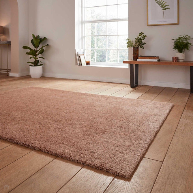 Washable Kara Modern Plain Tonal Shimmer Soft-Touch Textured Eco-Recycled Polyester Sleek Low Profile Shaggy Pile Walnut Rug-Think Rugs-Rug Love - The Most Loved Rug Store