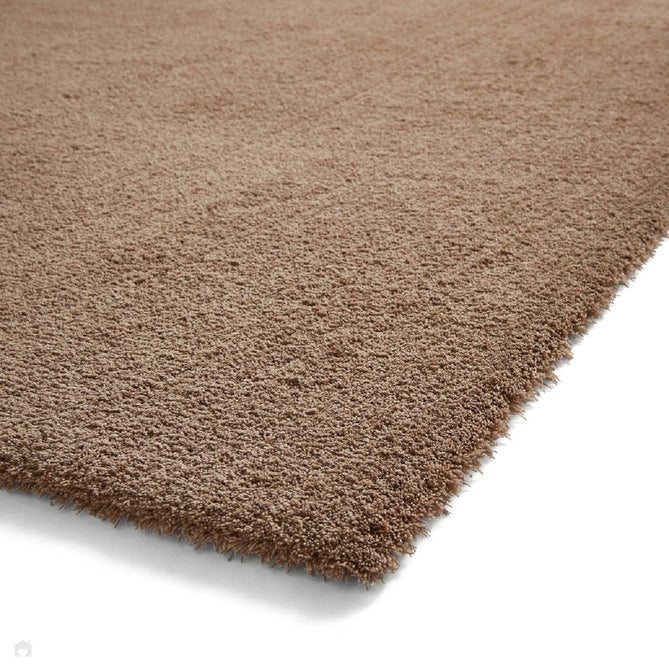 Washable Kara Modern Plain Tonal Shimmer Soft-Touch Textured Eco-Recycled Polyester Sleek Low Profile Shaggy Pile Walnut Rug-Think Rugs-Rug Love - The Most Loved Rug Store