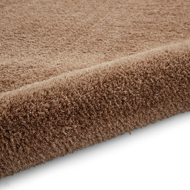 Washable Kara Modern Plain Tonal Shimmer Soft-Touch Textured Eco-Recycled Polyester Sleek Low Profile Shaggy Pile Walnut Rug-Think Rugs-Rug Love - The Most Loved Rug Store