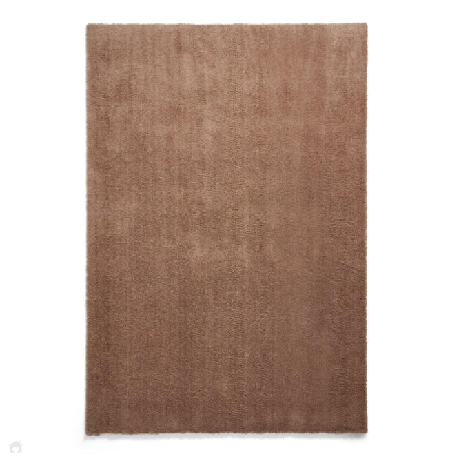 Washable Kara Modern Plain Tonal Shimmer Soft-Touch Textured Eco-Recycled Polyester Sleek Low Profile Shaggy Pile Walnut Rug-Think Rugs-Rug Love - The Most Loved Rug Store