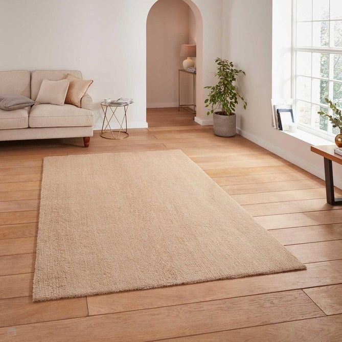 Washable Kara Plush Soft Plain Eco-Friendly Recycled Polyester Textured Short Pile Shaggy Beige Rug 160x230 cm-Shop Returns-Rug Love - The Most Loved Rug Store